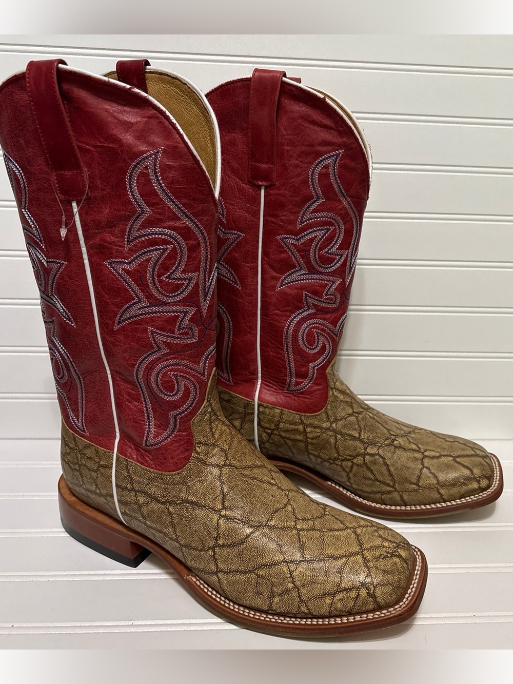 HORSEPOWER Red Leather ElePrint Cowboy Western Boots Mens Size 11.5 D NEW HP1864